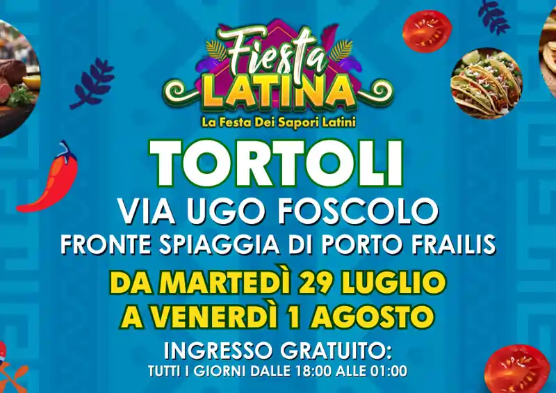 Fiesta Latina Tortolì 2025, manifesto con data, programma, orari eventi | In Sardegna con Dani