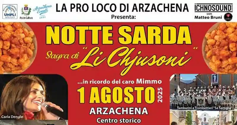 Sagra di li Chjusoni 2025 ad Arzachena, manifesto con data, programma, orari eventi | In Sardegna con Dani