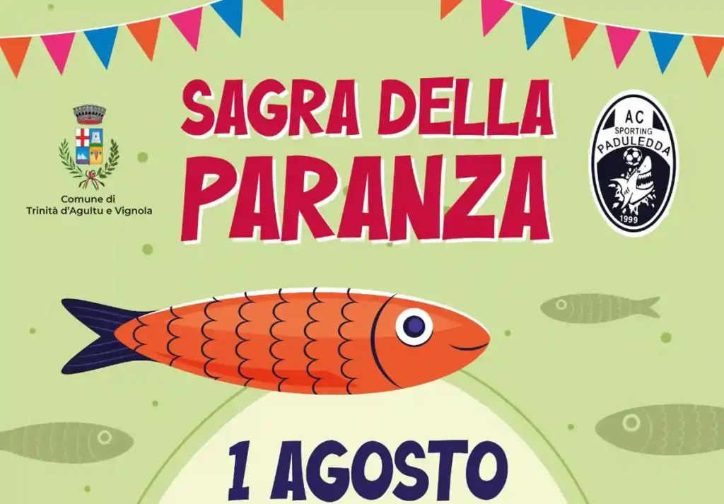 Sagra della paranza 2025 a Trinità d'Agultu, manifesto con data, programma, orari eventi | In Sardegna con Dani