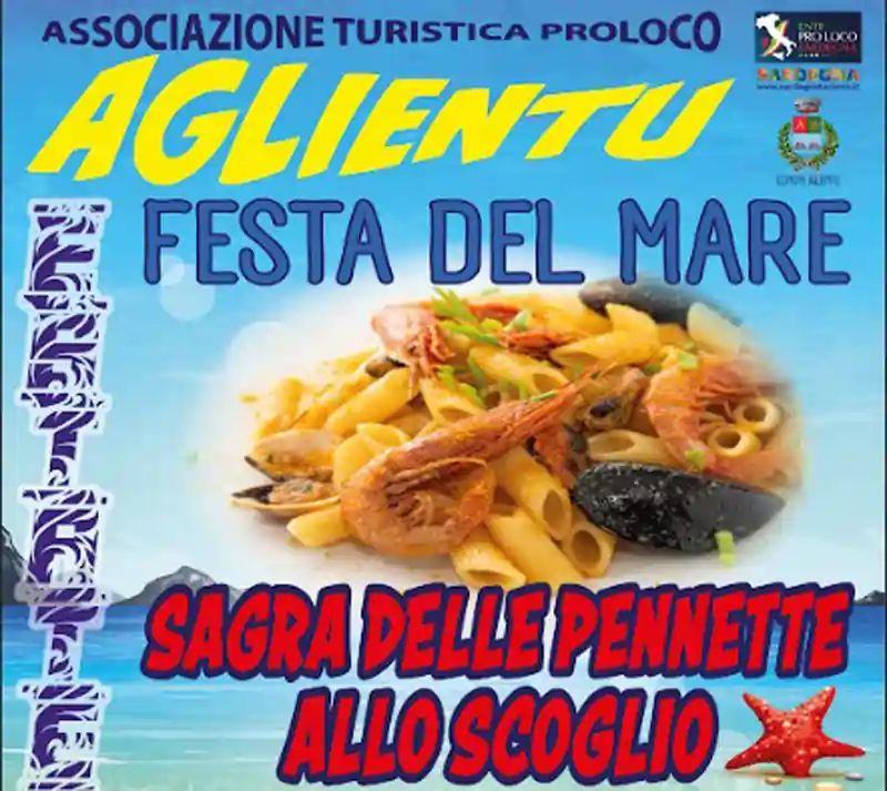 Sagra delle penne allo scoglio Aglientu 2025, manifesto con data, programma, orari eventi | In Sardegna con Dani