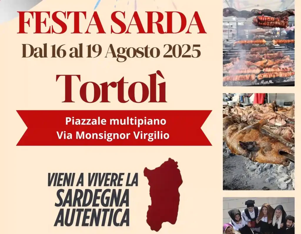 Festa Sarda Tortolì 2025, manifesto con date, programma e orari eventi | In Sardegna con Dani