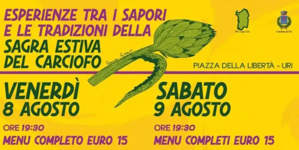 Sagra del carciofo di Uri 2025, manifesto con data, programma e orari | In Sardegna con Dani