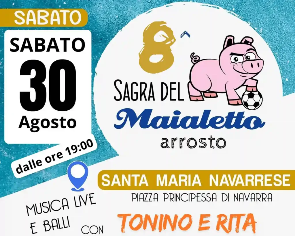 Sagra del maialetto arrosto 2025 a Santa Maria Navarrese, manifesto con data e programma | In Sardegna con Dani