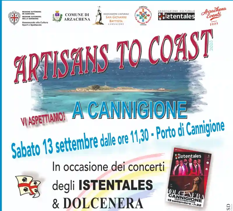 Concerto Istentales Dolcenera Cannigione 2025, manifesto con data, programma e orari| In Sardegna con Dani