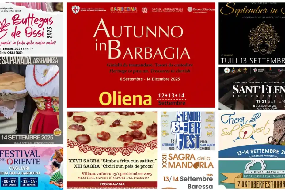 Eventi e sagre del 12, 13, 14 settembre in Sardegna 2025, calendario aggiornato | In Sardegna con Dani