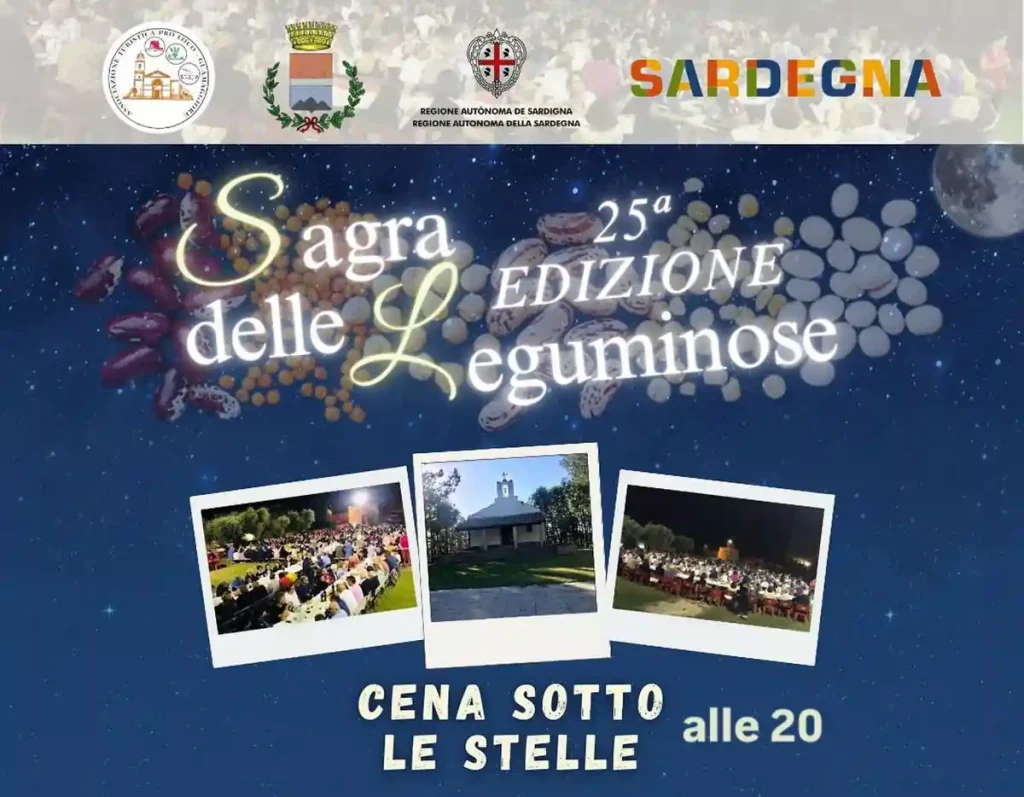 Sagra delle leguminose Guamaggiore 2025, manifesto con data, programma, menù e costi cena | In Sardegna con Dani
