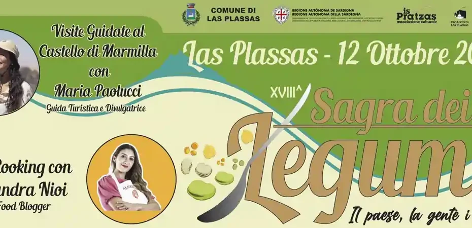Sagra dei legumi di Las Plassas 2025, manifesto con date, programma e orari degustazioni | In Sardegna con Dani