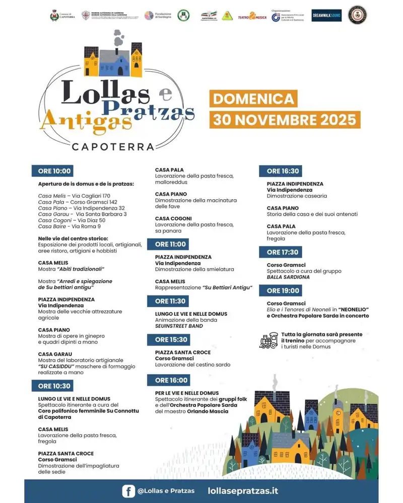 Lollas e Pratzas Antigas Capoterra 2025, manifesto e programma | In Sardegna con Dani