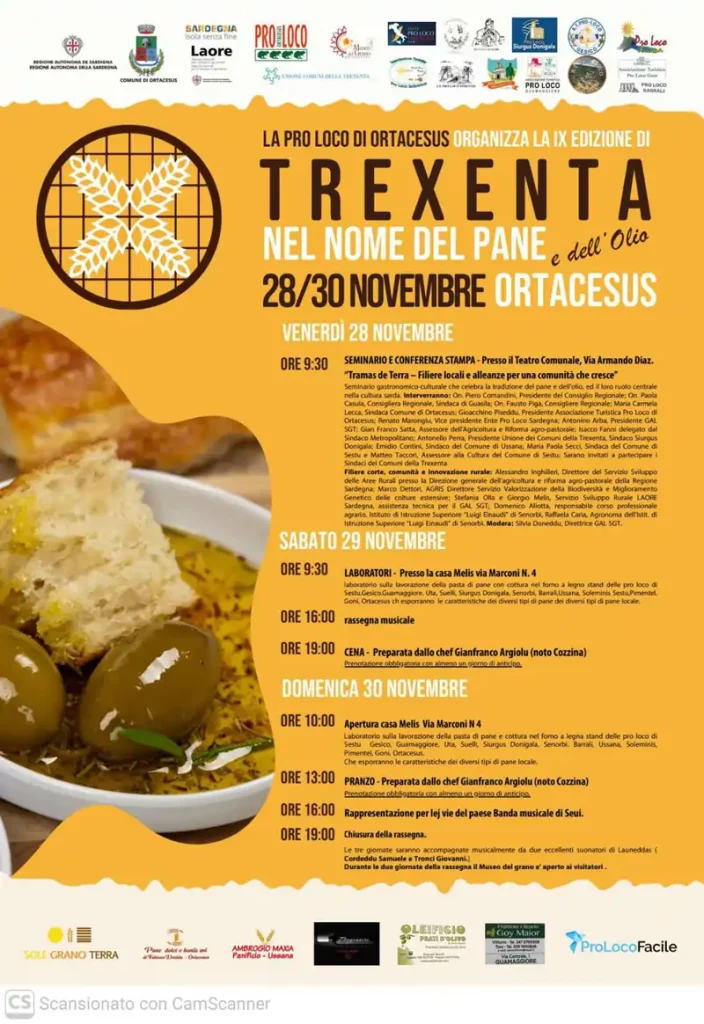 Trexenta in nome del pane 2025, manifesto con date, programma e orari eventi | In Sardegna con Dani