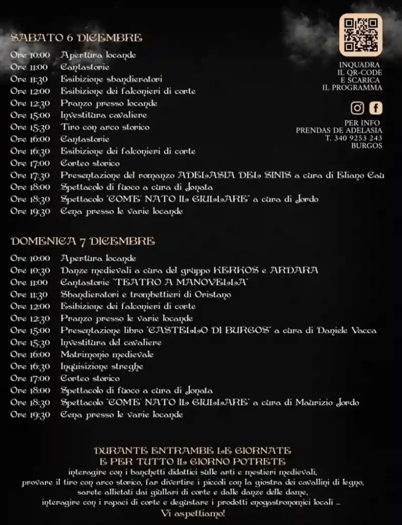 Prendas de Adelasia Burgos 2025, manifesto con il programma | In Sardegna con Dani
