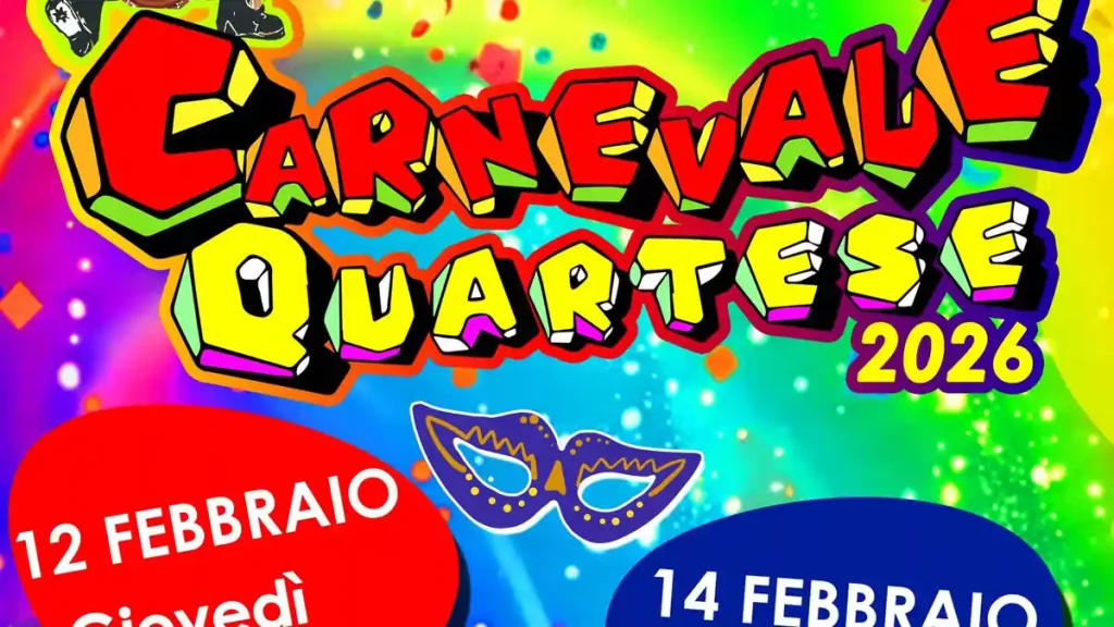 Carnevale Quartese 2026, manifesto con date sella sfilata di Quartu Sant'Elena | In Sardegna con Dani