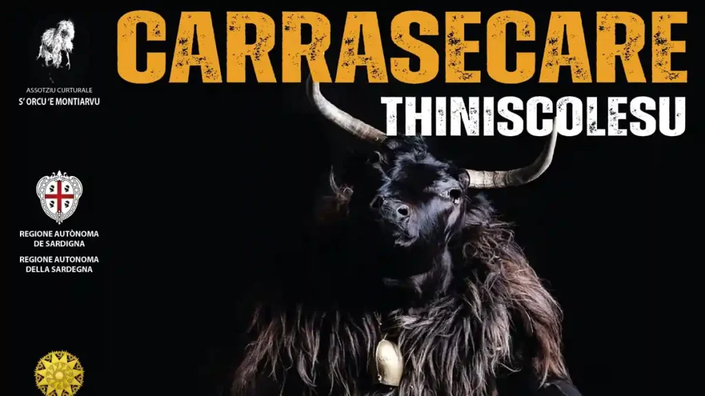 Antico Carnevale Siniscolese 2026, manifesto con maschera in evidenza | In Sardegna con Dani
