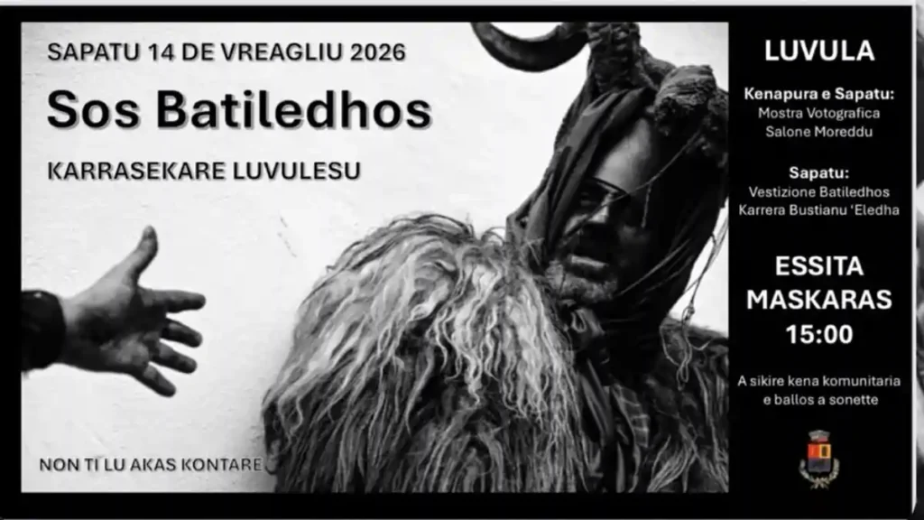 Sos Bathiledhos Lula 2026, manifesto ufficiale con programma, date e orari sfilata | In Sardegna con Dani