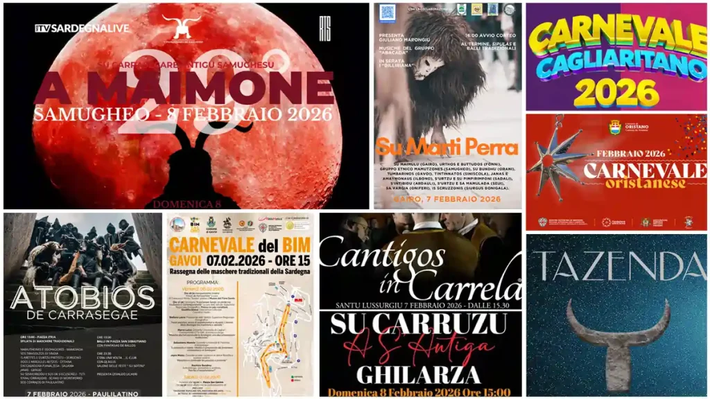 Eventi, sagre e sfilate di carnevale il 6, 7 , 8 febbraio 2025 in Sardegna | In Sardegna con Dani