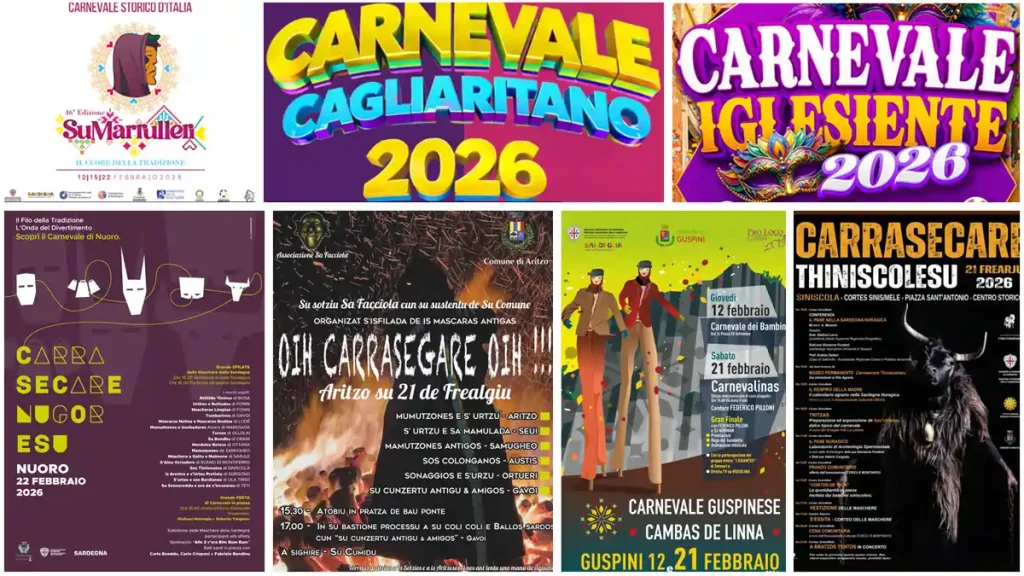 Eventi e sfilate di carnevale del 20, 21, 22 febbraio 2026 in Sardegna | In Sardegna con Dani