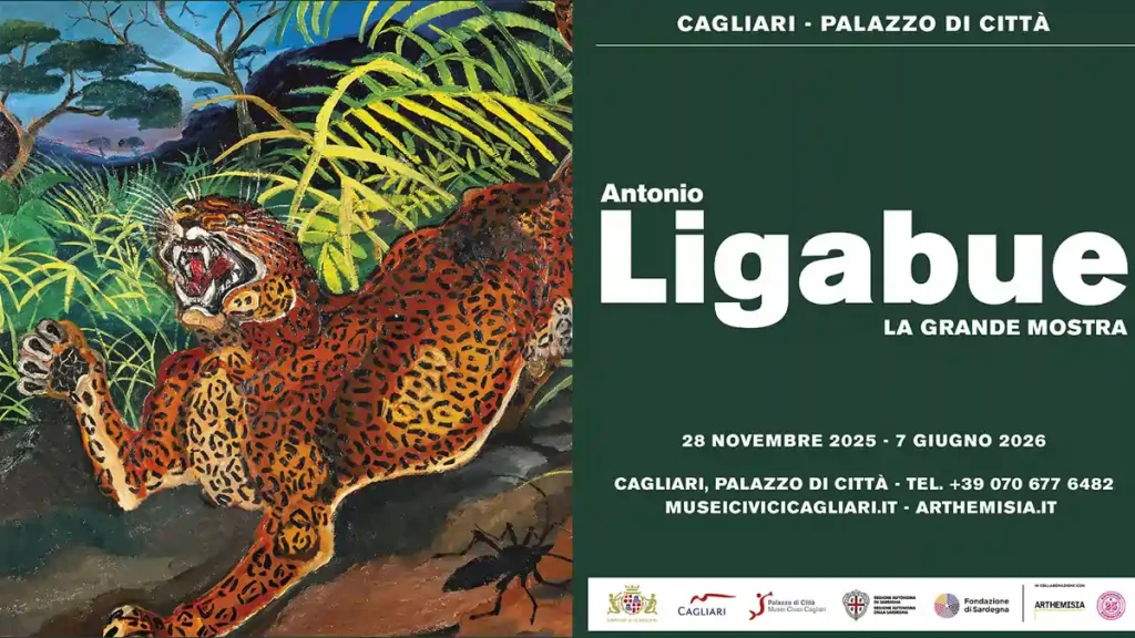 Mostra Antonio Ligabue Cagliari 2026, manifesto con dare e informazioni utili | In Sardegna con Dani