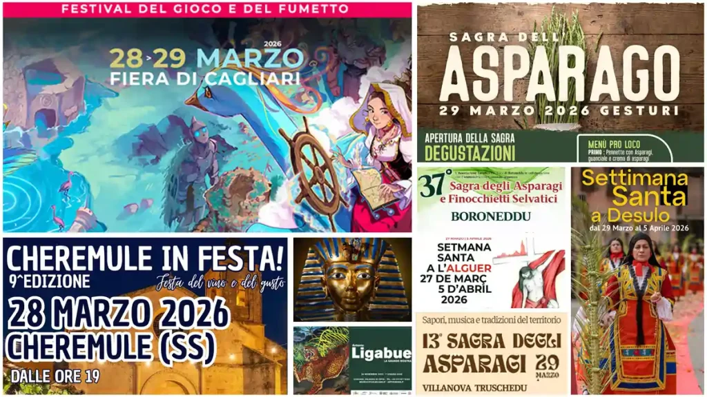 Eventi e sagre del 27, 28 e 29 marzo 2026 in Sardegna, programma aggiornato e manifesti | In Sardegna con Dani