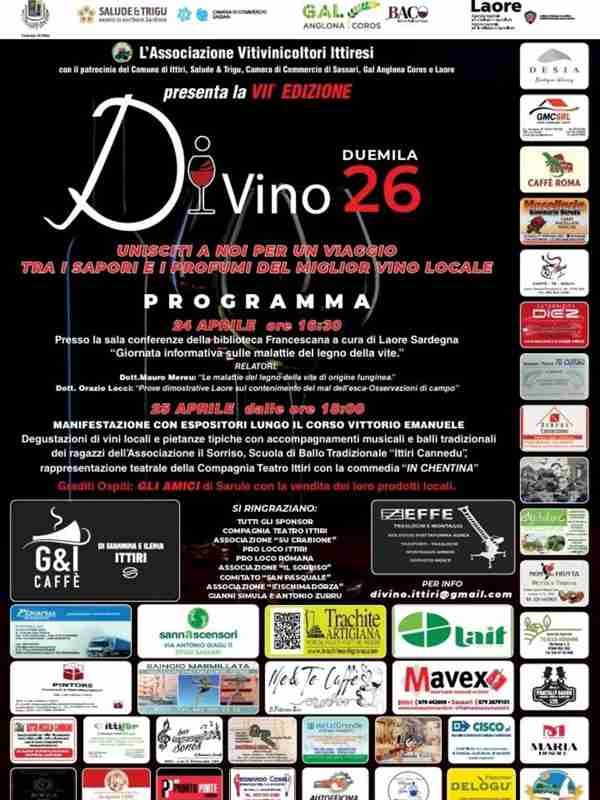 Divino Ittiri 2026, manifesto ufficiale con il programma completo | In Sardegna con Dani