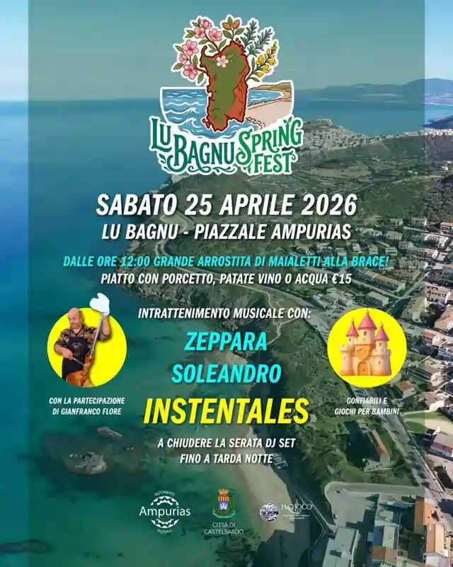 Lu Bagnu Spring Fest 2026 a Castelsardo, manifesto ufficiale con il programma dell'evento | In Sardegna con Dani