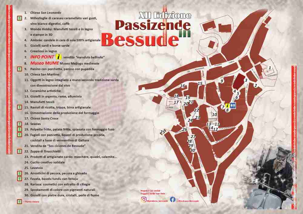 Passizende in Bessude 2026, mappa punti ristoro e di interesse, con tutti i menù e i piatti che si potranno degustare | In Sardegna con Dani