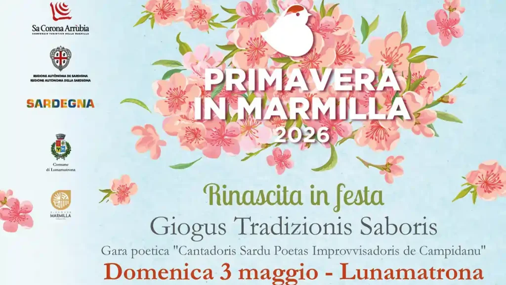Primavera in Marmilla Lunamatrona 2026, manifesto con la data ufficiale dell'evento | In Sardegna con Dani