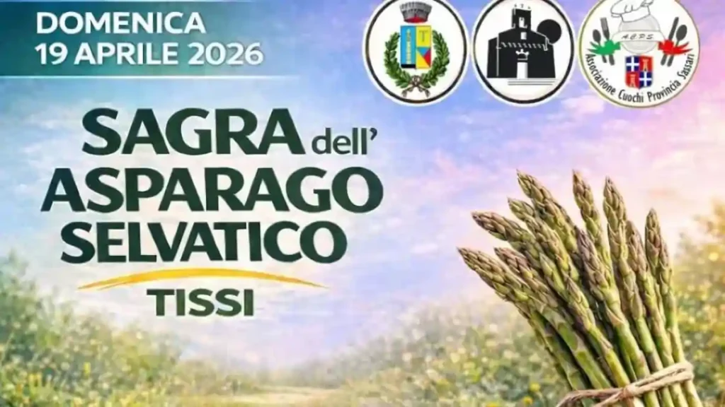 Sagra asparago Tissi 2026, manifesto con il logo e data dell'evento | In Sardegna con Dani