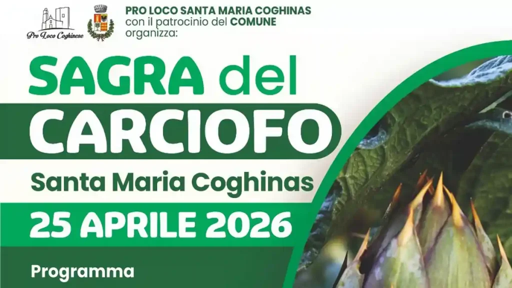 Sagra del carciofo 2026 a Santa Maria Coghinas, manifesto ufficiale con la data | In Sardegna con Dani
