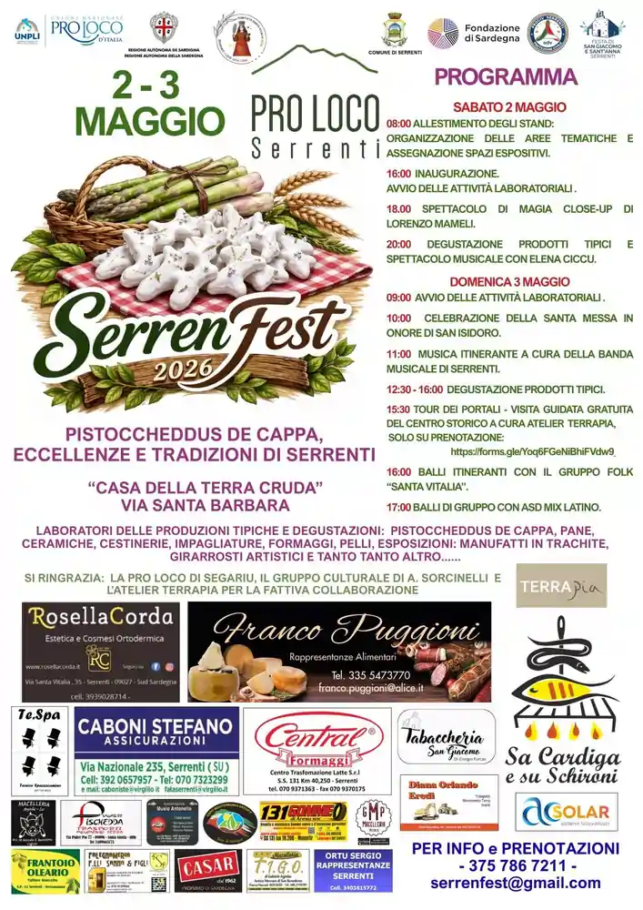 Serrent Fest 2026 a Serrenti, manifesto con il programma completo | In Sardegna con Dani