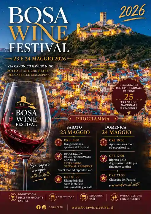 Bosa Wine Festival 2026, manifesto con il programma ufficiale dell'evento | In Sardegna con Dani