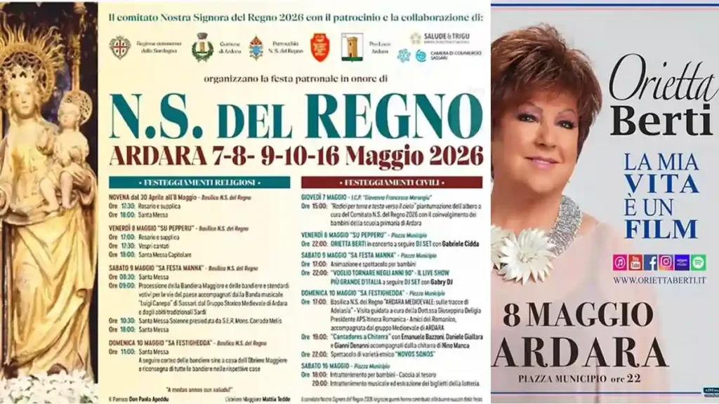 Festa Nostra Signora del Regno Ardara 2026, manifesto con date, programma e cantanti | In Sardegna con Dani