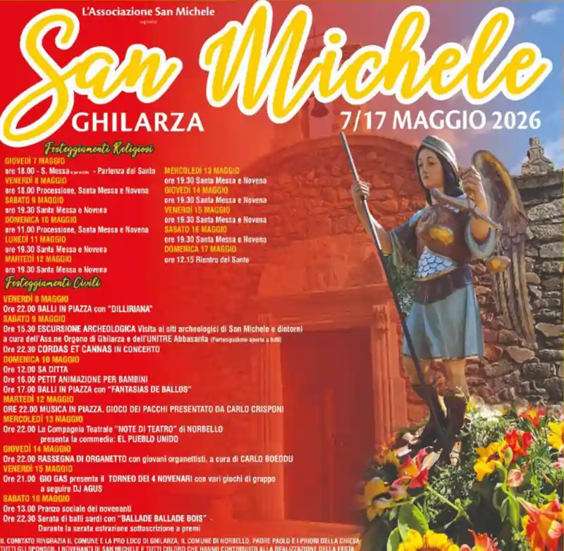 Festa di San Michele Ghilarza 2026, manifesto con il programma religioso e civile | In Sardegna con Dani