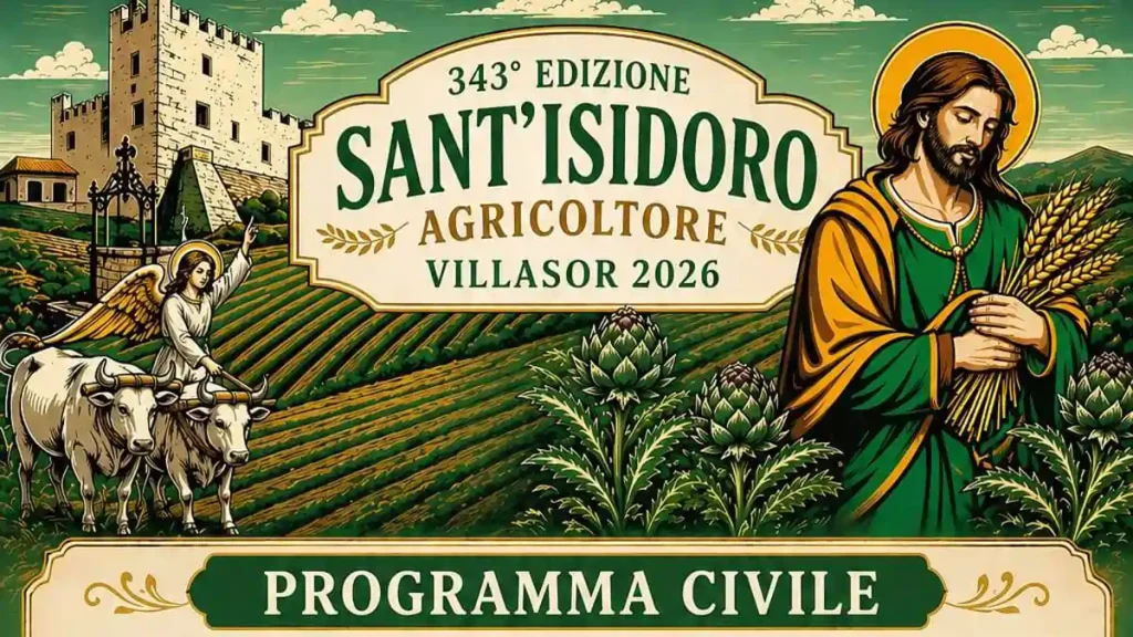 Festa di Sant'Isidoro Agricoltore Villasor 2026, manifesto ufficiale | In Sardegna con Dani