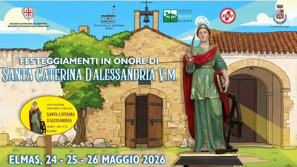 Festa Santa Caterina Elmas 2026, manifesto con le date | In Sardegna con Dani