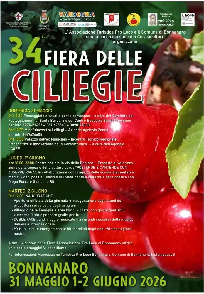 Fiera delle ciliegie di Bonnanaro 2026, programma completo | In Sardegna con Dani