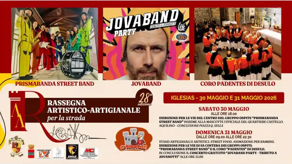 Rassegna artistico artigianale "Per la strada" Iglesias 2026, manifesto ufficiale con date e programma | In Sardegna con Dani