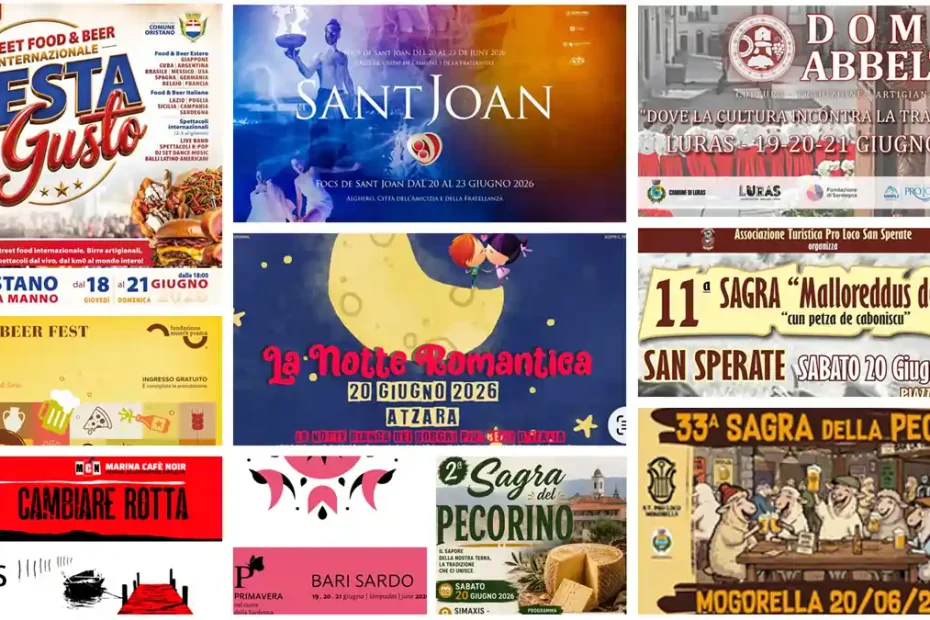 Eventi e sagre del 19, 20, 21 giugno 2026 in Sardegna, programma e manifesti | In Sardegna con Dani