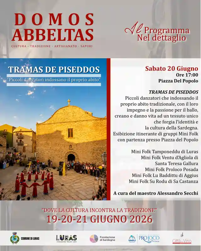Domos Abbeltas Luras 2026, presentazione esibizioni gruppi mini-folk del sabato| In Sardegna con Dani