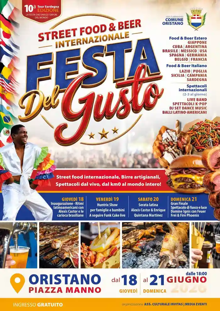 Festa del gusto Oristano 2026, manifesto con il programma ufficiale | In Sardegna con Dani