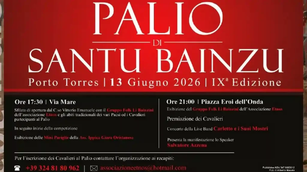 Palio di Santu Bainzu Porto Torres 2026, programma ufficiale | In Sardegna con Dani