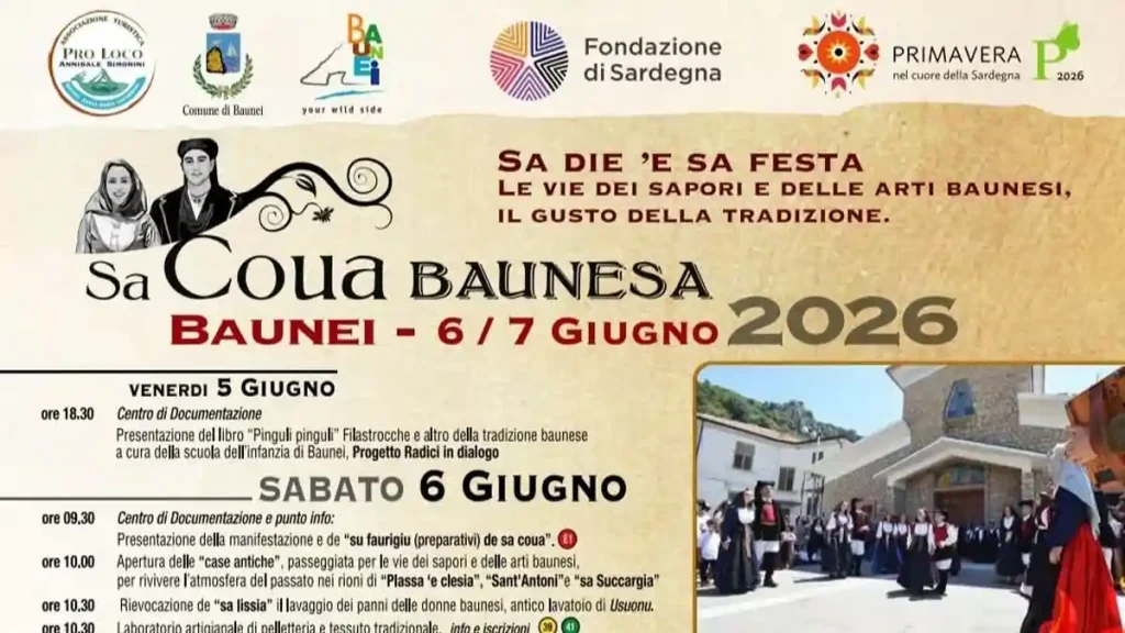 Sa Coua Baunesa 2026, manifesto con le date ufficiali | In Sardegna con Dani