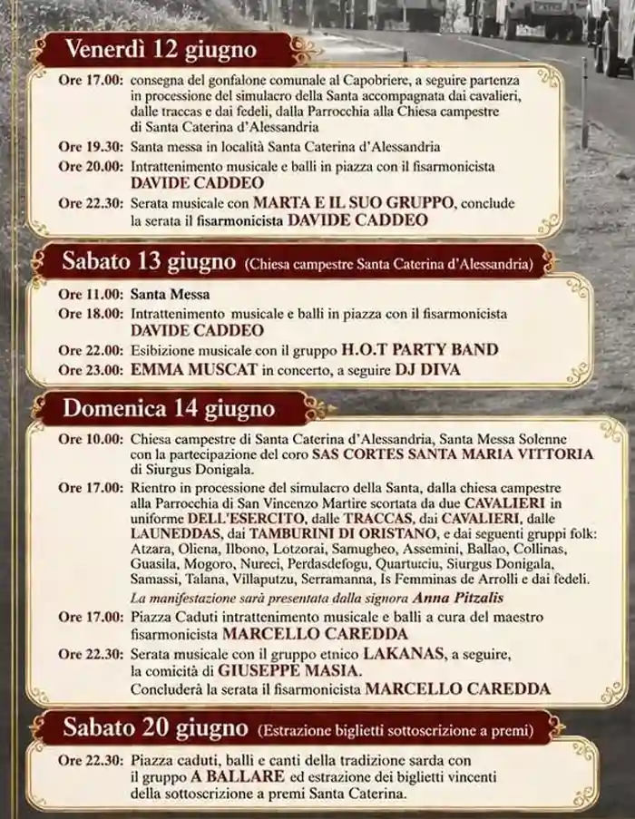 Sagra Santa Caterina d'Alessandria Orroli 2026, locandina con il programma | In Sardegna con Dani