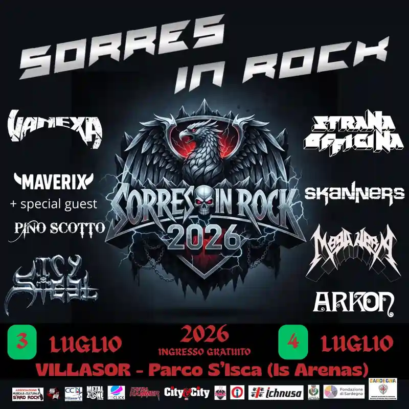 Sorres in Rock 2026 a Villasor, locandina con date e line-up ufficiali | In Sardegna con Dani
