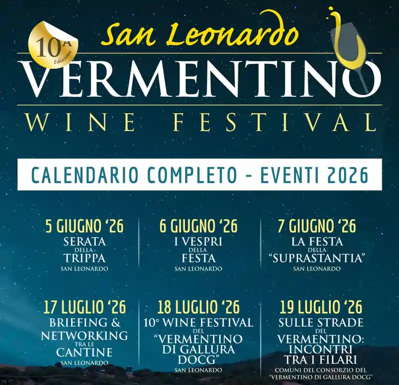 Calendario eventi del Vermentino Fine Festival 2026 a Calangianus | In Sardegna con Dani