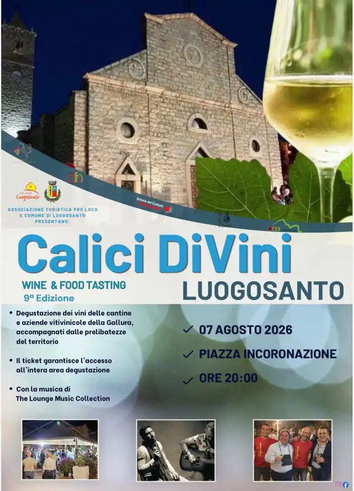 Calici DiVini 2026 a Luogosanto, locandina con il programma completo e ufficiale | In Sardegna con Dani