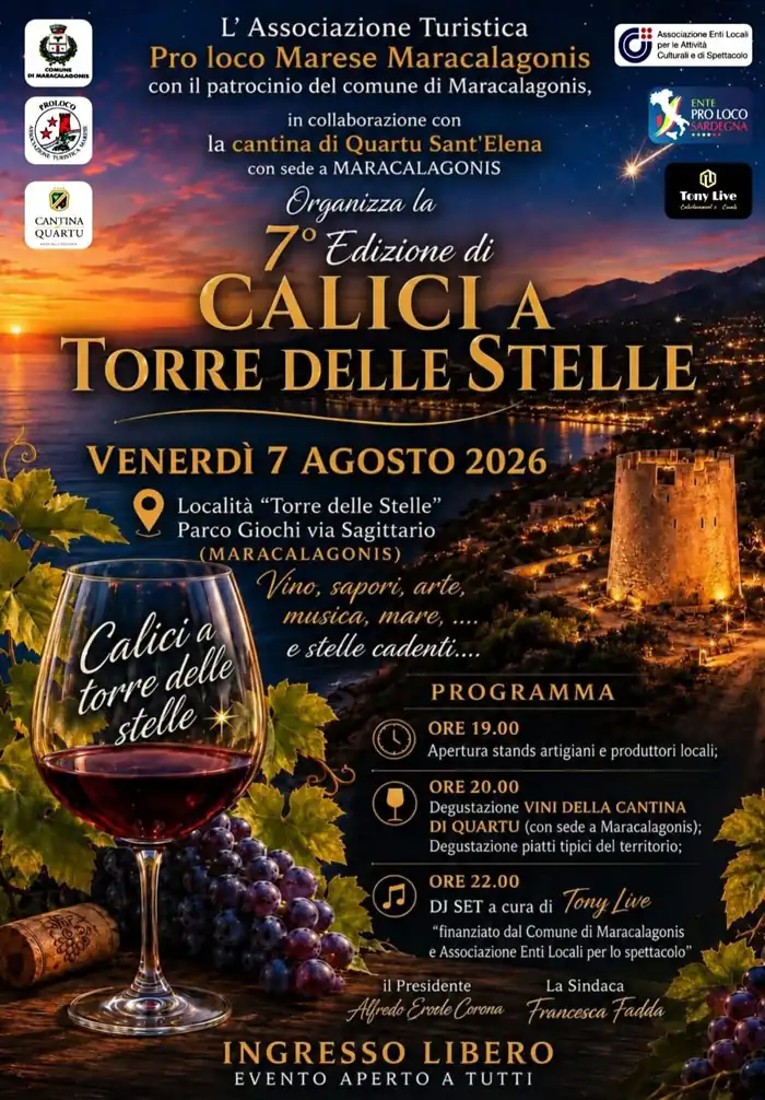 Calici a Torre delle Stelle 2026, locandina con il programma completo | In Sardegna con Dani