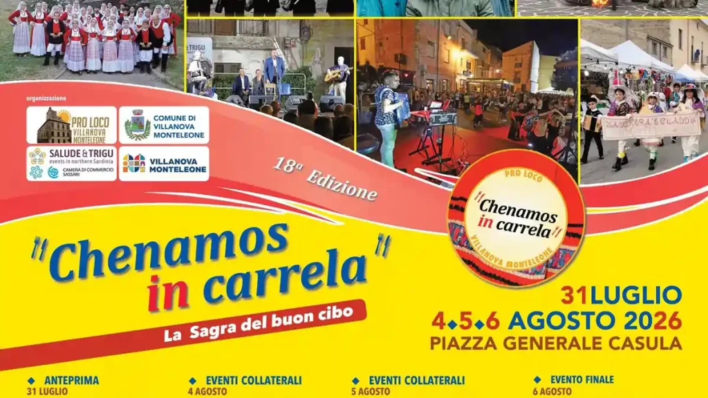Chenamos in carrela 2026 a Villanova Monteleone, manifesto e date | In Sardegna con Dani