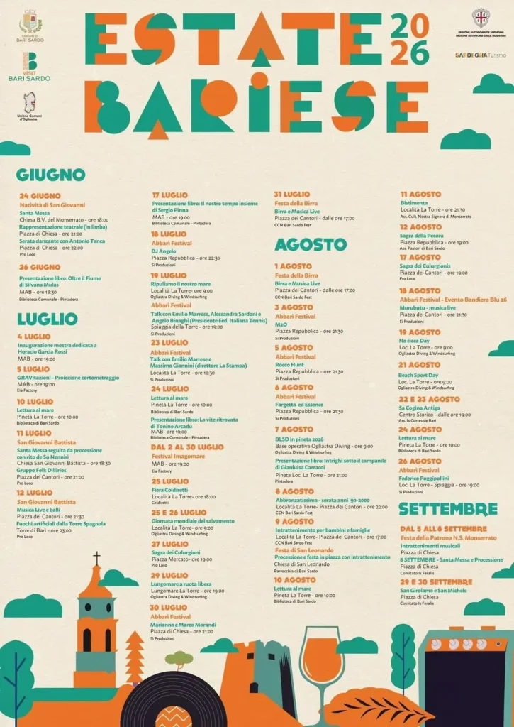 Estate Bariese 2026, cartellone degli eventi estivi di Bari Sardo | In Sardegna con Dani