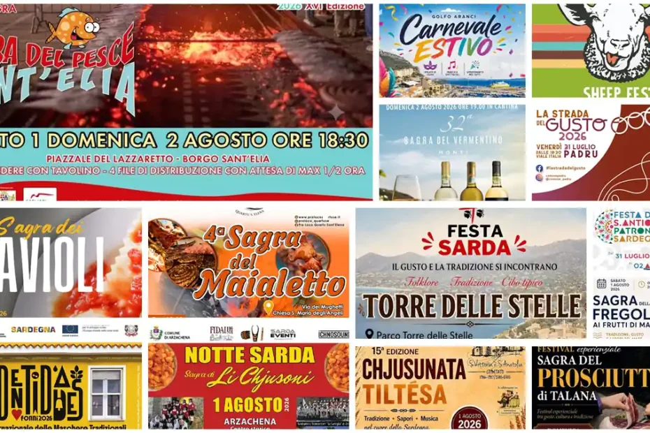 Eventi e sagre del 31 luglio, 1 e 2 agosto 226 in Sardegna, programma e manifesti | In Sardegna con Dani