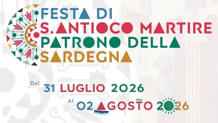 Festa estiva di Sant'Antioco Martire 2026, manifesto con le date ufficiali dei giorni principali dei festeggiamenti | In Sardegna con Dani