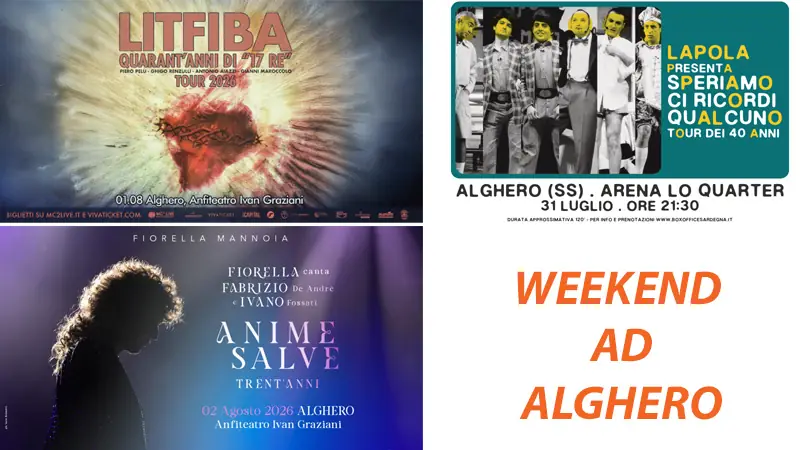 La Pola, Litfiba e Fiorella Mannoia in concerto ad Alghero dal 31 luglio al 2 agosto 2026 | In Sardegna con Dani